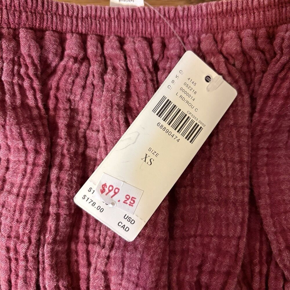 Anthropologie Daily Practice XS Strapless Bandeau Maroon Bodice Cotton Cropped - Picture 3 of 3